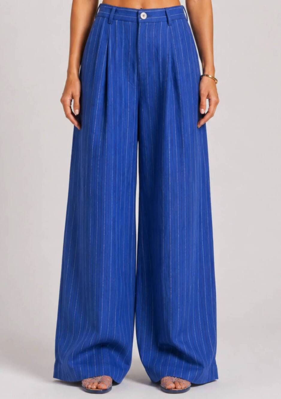 NEW SELF CONTRAST caroline pants in blue stripes